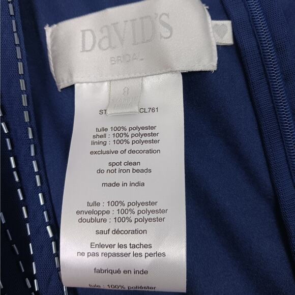 David's Bridal Beaded Short Sleeve V-Neck Dress Pleats SZ 8 NWT STYLE# WGINCL761 - Picture 4 of 10